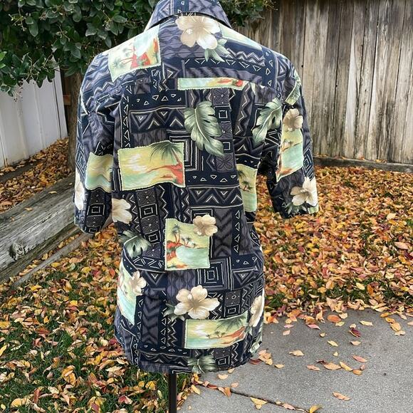 Moda Campia Surfer Tiki Aloha Lounge Wear Hawaiian Button Up Shirt Mens's Small - Picture 4 of 9